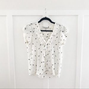 White butterfly blouse top